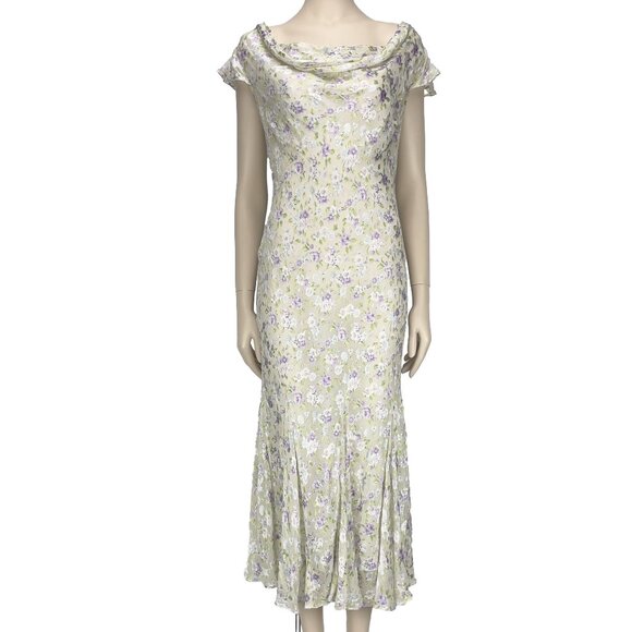 Vintage PRÉCIS Flowy Silk Shimmering Foral Burn-out Mermaid White - Picture 2 of 9